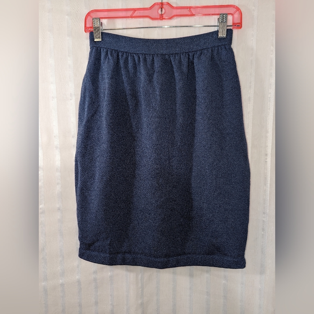 ST JOHN Santana Knit Skirt Slate Blue Purple size 6